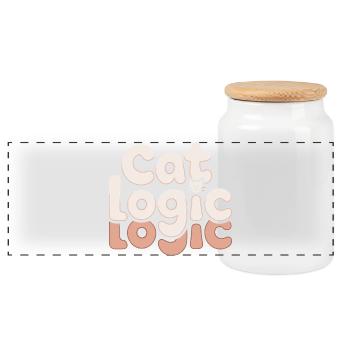  Cat Logic Lustiger Katzen Spruch Für - Panorama Keksdose mit Holzdeckel - Weiß - Vorne