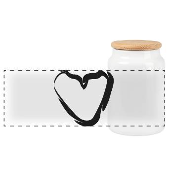Motif de cœur dessiné à la main - Boîte à biscuits avec couvercle en bois - blanc - Devant