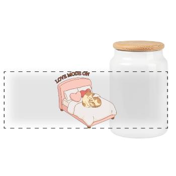 Mode Amour activé - Katzenliebe - Boîte à biscuits avec couvercle en bois - blanc - Devant