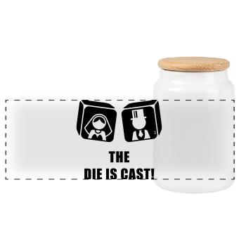 The Die Is Cast! (Stag Party Wedding Game Over, B) - Panoramic Cookie Jar with Wooden Lid - white - Front