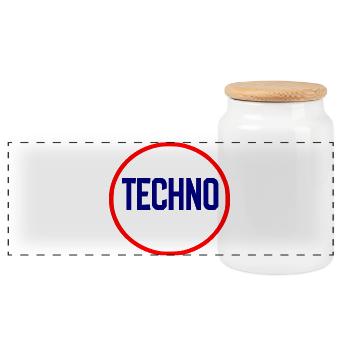 Techno Pulse Circle Logo - Panorama Keksdose mit Holzdeckel - Weiß - Vorne