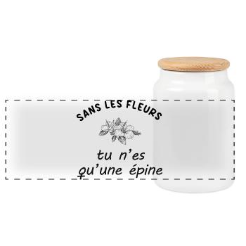 Sans_les_fleurs_tu_n-es_qu-une_epine - Boîte à biscuits avec couvercle en bois - blanc - Devant