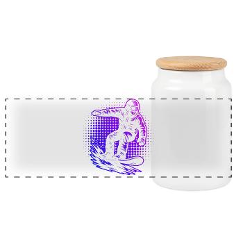 Motif classique du snowboard - Boîte à biscuits avec couvercle en bois - blanc - Devant