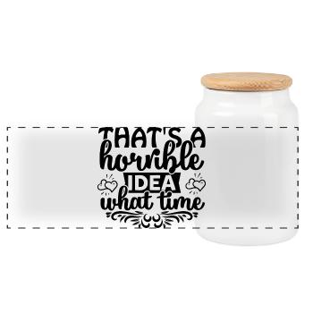 That's a horrible idea! What time? - Panorama Keksdose mit Holzdeckel - Weiß - Vorne