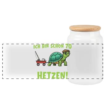 Cadeau du 70e anniversaire de la Tortue - Boîte à biscuits avec couvercle en bois - blanc - Devant