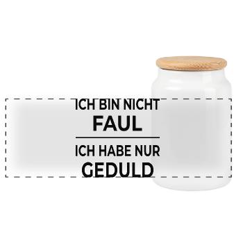 Je ne suis pas paresseux – je suis juste patient - Boîte à biscuits avec couvercle en bois - blanc - Devant