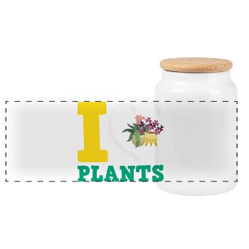Plant Lover Love Plants Gardener - Panoramic Cookie Jar with Wooden Lid - white - Front