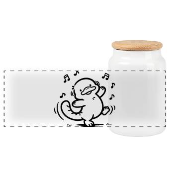 Ornithorynque dansant | Motif musical drôle - Boîte à biscuits avec couvercle en bois - blanc - Devant