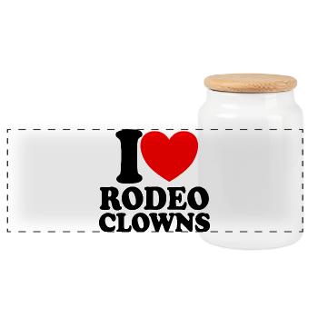 Ich liebe Rodeo-Clowns, Red Heart Rodeo-Clowns - Panorama Keksdose mit Holzdeckel - Weiß - Vorne