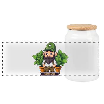 Bande dessinée Gnome Jardinier Vert - Boîte à biscuits avec couvercle en bois - blanc - Devant