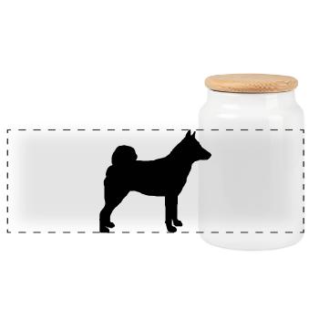 Norwegischer Elchhund - Panorama Keksdose mit Holzdeckel - Weiß - Vorne