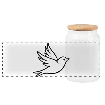 Silhouette de la colombe de la paix - Boîte à biscuits avec couvercle en bois - blanc - Devant