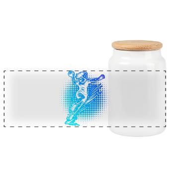 Funny handball motif for women - Panoramic Cookie Jar with Wooden Lid - white - Front