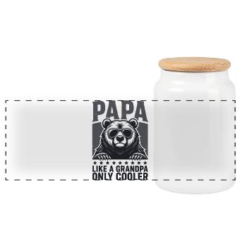 Papa Ours Cool avec des lunettes de soleil - Cadeau grand-père - Boîte à biscuits avec couvercle en bois - blanc - Devant