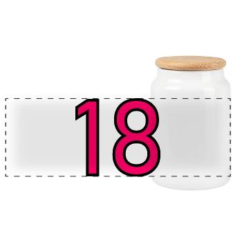 18. 18 YEARS OLD. 18th ANNIVERSARY. 18 BIRTHDAY. - Panoramic Cookie Jar with Wooden Lid - white - Front