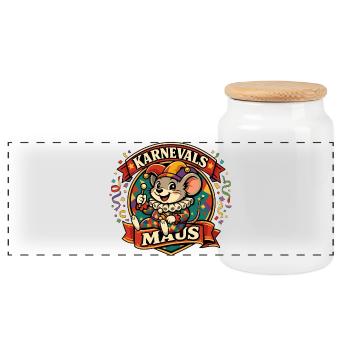 Carnival Mouse Last Minute Costume - Panoramic Cookie Jar with Wooden Lid - white - Front