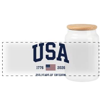 USA 250 ans de liberté 1776-2026 Anniversaire - Boîte à biscuits avec couvercle en bois - blanc - Devant