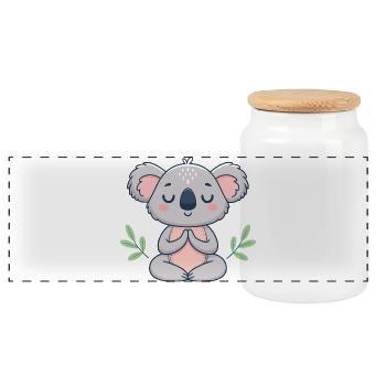 Koala zen méditation pastel - Boîte à biscuits avec couvercle en bois - blanc - Devant