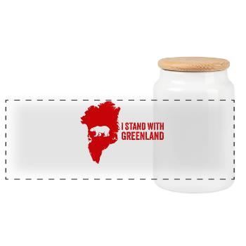 Greenland Solidarity Polar Bear - Panoramic Cookie Jar with Wooden Lid - white - Front