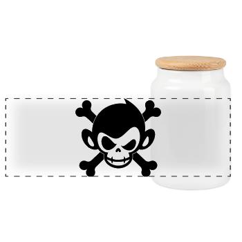 Icône du pirate singe crâne - Boîte à biscuits avec couvercle en bois - blanc - Devant