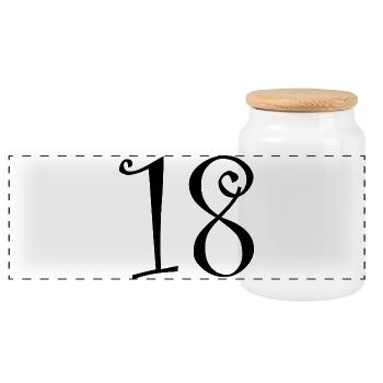 18. 18 YEARS OLD. 18th ANNIVERSARY. 18 BIRTHDAY. - Panoramic Cookie Jar with Wooden Lid - white - Front