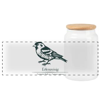 Silhouette de siskin | Ornithologie | Dessin - Boîte à biscuits avec couvercle en bois - blanc - Devant