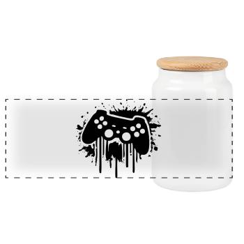 gaming zocker kontroller  - Panorama Keksdose mit Holzdeckel - Weiß - Vorne