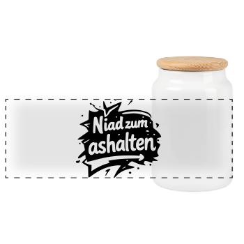 Niad zum ashalten - Panorama Keksdose mit Holzdeckel - Weiß - Vorne