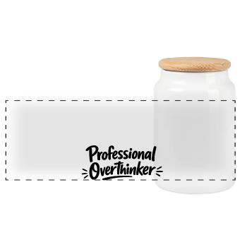 Professional OVERTHINKER Minimalistisch - Panorama Keksdose mit Holzdeckel - Weiß - Vorne