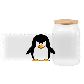 Dessin animé du Pingouin en Colère - Boîte à biscuits avec couvercle en bois - blanc - Devant
