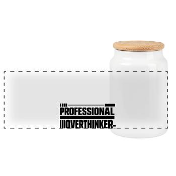 Introvertiert professional Overthinker - Panorama Keksdose mit Holzdeckel - Weiß - Vorne