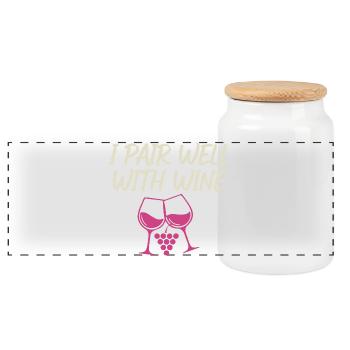 I Pair Well With Wine – Wein-Glas Motiv - Panorama Keksdose mit Holzdeckel - Weiß - Vorne