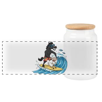 T-shirt de surf de Minorque - Boîte à biscuits avec couvercle en bois - blanc - Devant