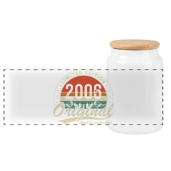 2006 Vintage Rétro Cadeau d’anniversaire - Boîte à biscuits avec couvercle en bois - blanc - Devant