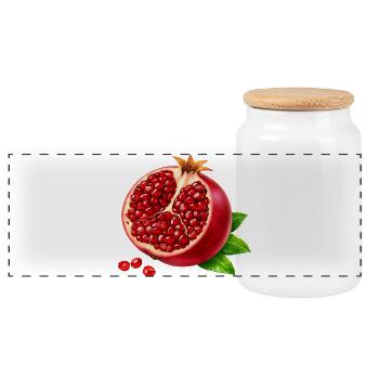Half Pomegranate Realistic - Panoramic Cookie Jar with Wooden Lid - white - Front