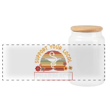 Retro support for your local pharmacy - Panoramic Cookie Jar with Wooden Lid - white - Front