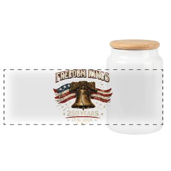  Freedom Rings 250 Years America Anniversary - Panoramic Cookie Jar with Wooden Lid - white - Front