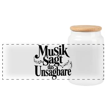 Musik sagt das Unsagbare Musiker Spruch - Panorama Keksdose mit Holzdeckel - Weiß - Vorne