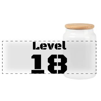 Level 18 - Panoramic Cookie Jar with Wooden Lid - white - Front