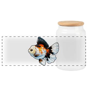 Grade Tricolor Oranda Poisson rouge de haute qualité - Boîte à biscuits avec couvercle en bois - blanc - Devant