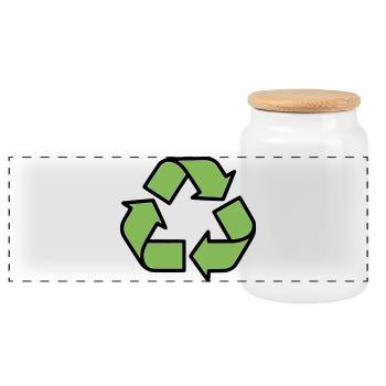 Recycling Sign Outline - Panoramic Cookie Jar with Wooden Lid - white - Front
