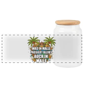 Mallorca Party - Panorama Keksdose mit Holzdeckel - Weiß - Vorne