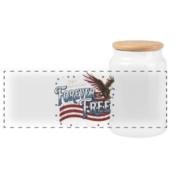  250 Years America Anniversary Forever Free Eagle - Panoramic Cookie Jar with Wooden Lid - white - Front