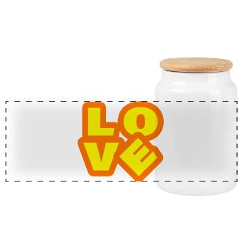 Amour - Boîte à biscuits avec couvercle en bois - blanc - Devant