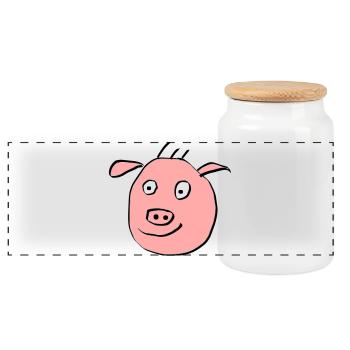 Visage de cochon mignon - Boîte à biscuits avec couvercle en bois - blanc - Devant