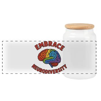 Rainbow Brain Embrace Neurodiversity - Panoramic Cookie Jar with Wooden Lid - white - Front
