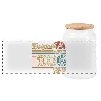 1986 Jahrgang Vintage 40 Geburtstag Geschenk Retro - Panorama Keksdose mit Holzdeckel - Weiß - Vorne
