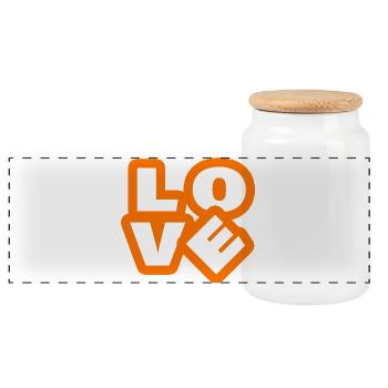 Love - Panoramic Cookie Jar with Wooden Lid - white - Front