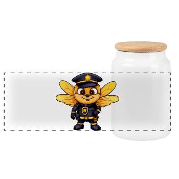 Bienen Polizei - Panorama Keksdose mit Holzdeckel - Weiß - Vorne
