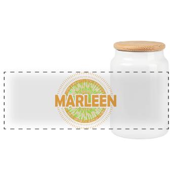 Name Marleen - Panorama Keksdose mit Holzdeckel - Weiß - Vorne
